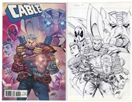 Original Cover Art for Cable by Creator Rob Liefeld Featuring X-Force -- 2018 Issue #158 Variant Edition Measures 11 x 17